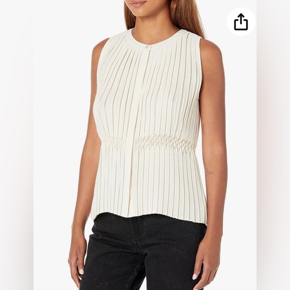Theory Pleated Sleeveless Top in Recycled Georgette - Picture 1 of 5